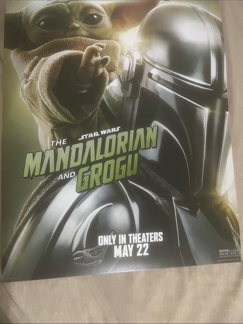 Mandalorian and Grogu Movie Poster Original 13x19 HDR Baby Yoda Star Wars NEW